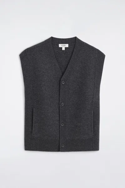Cos Buttoned Boiled-wool Vest In Gray
