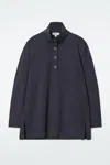 Cos Buttoned Funnel-neck Top In Blue