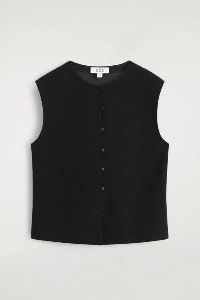 Cos Buttoned Knitted Top In Black