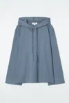 Cos Buttoned Lightweight Jersey Hoodie In Blue