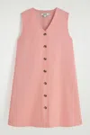 Cos Buttoned Pima Cotton Mini Dress In Pink
