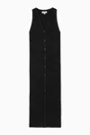 Cos Buttoned Rib-knit Maxi Dress In Black