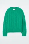 Cos Cable-knit Mohair Sweater In Green