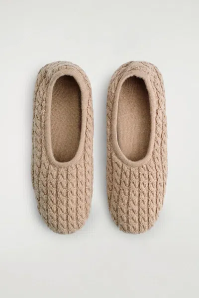 Cos Cable-knit Slippers In Sand
