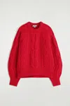 Cos Cable-knit Wool-cashmere Sweater In Red
