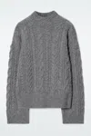 COS CABLE-KNIT WOOL FUNNEL-NECK JUMPER