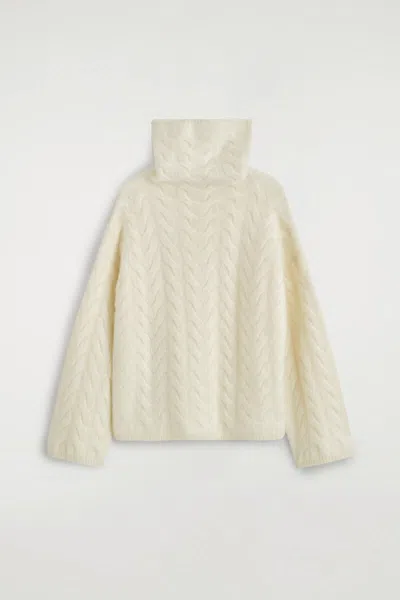 Cos Cable-knit Brushed Pure Cashmere Jumper In White