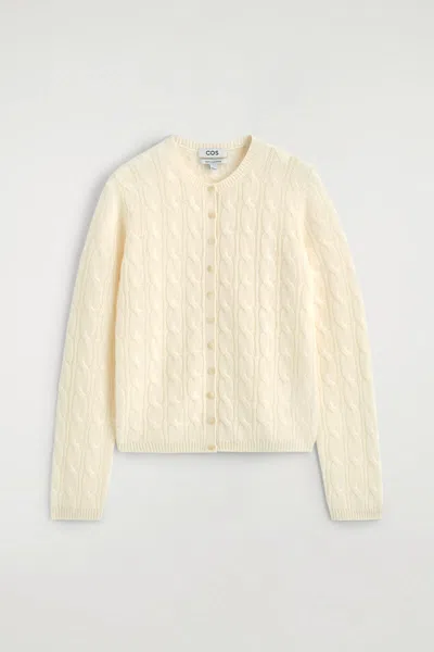 Cos Cable-knit Cashmere Cardigan In White