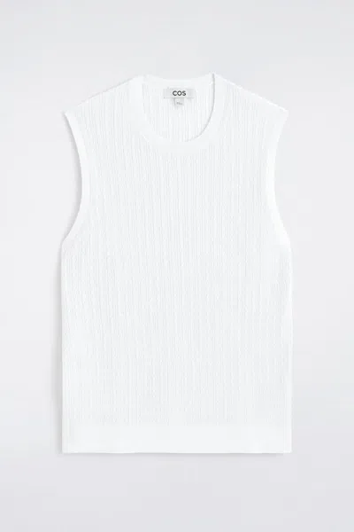 Cos Cable-knit Cotton-linen Tank Top In White