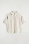 Cos Camicia Oversize A Maniche Corte In Lino In Sand