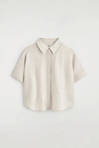 Cos Camicia Oversize A Maniche Corte In Lino In Sand