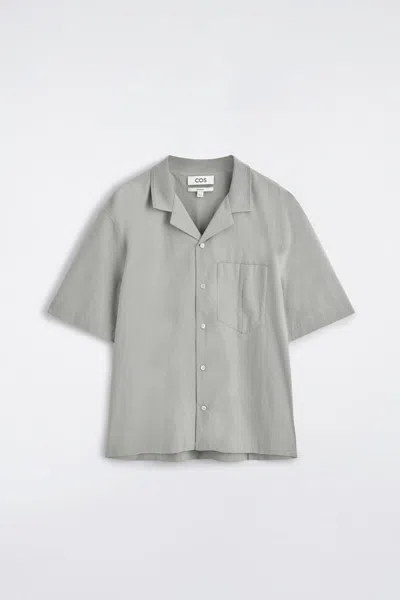 Cos Camp-collar Cotton Shirt In Grey In Gray