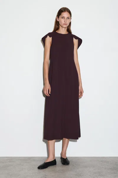 Cos Cape-shoulder Midi Dress In Pink