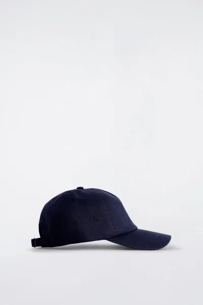 Cos Cappellino Da Baseball In Lino In Blue
