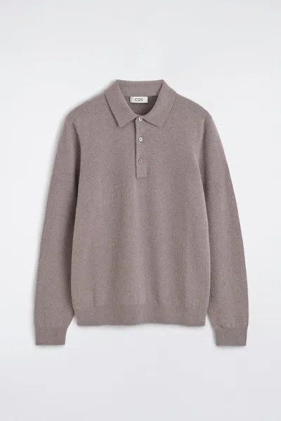 Cos Cashmere Polo Jumper In Gris