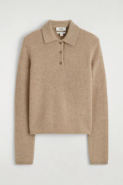 Cos Cashmere Polo Sweater In Sand