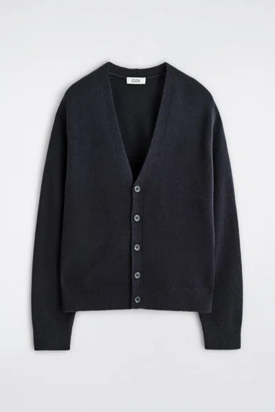 Cos Cardigan In Cashmere Con Scollo A V In Blue