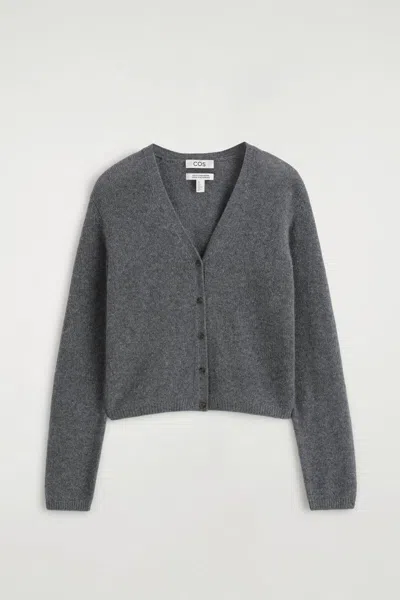 Cos Cashmere V-neck Cardigan In Gray