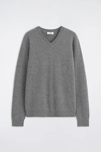 Cos Cashmere V-neck Sweater In Gray