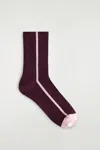 Cos Chaussettes Rayées En Coton In Red