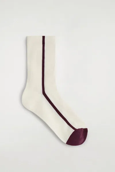 Cos Chaussettes Rayées En Coton In White