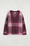 Cos Checked Alpaca-blend Jumper In Red