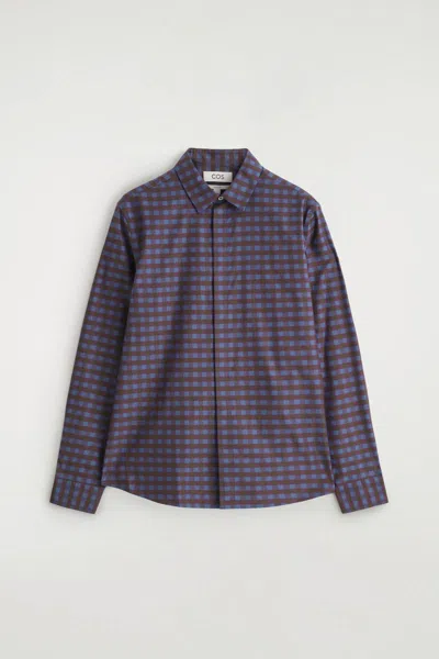 Cos Checked Cotton Shirt In Red In Gray