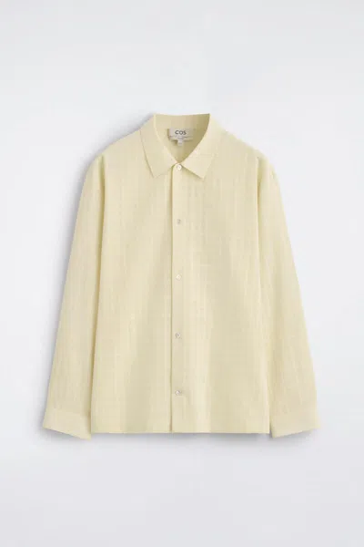 Cos Checked Cotton-jacquard Shirt In Giallo In Yellow