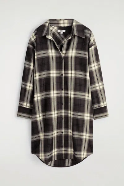 Cos Checked Open-collar Shirt Dress In Red