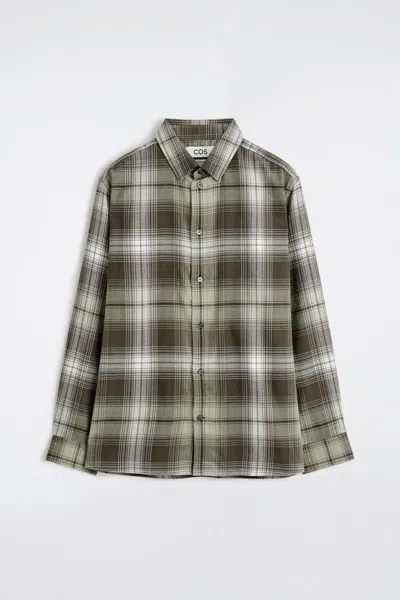 Cos Checked Pima Cotton Shirt In Brown