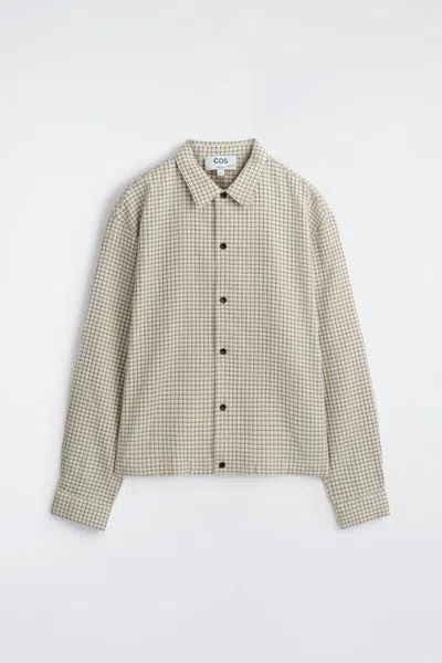Cos Checked Seersucker Shirt In Beige In Neutral