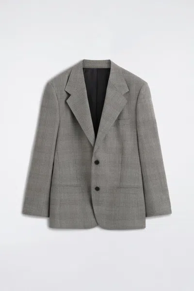 Cos Checked Textured-wool Blazer In Beige