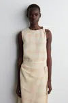 Cos Checked Twisted-shoulder Top In Orange