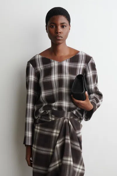 Cos Checked V-neck Top In Red