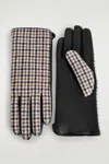Cos Checked Wool And Leather Gloves In Sand
