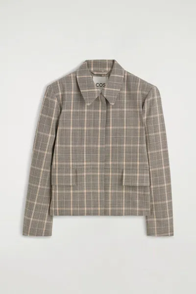 Cos Checked Wool Jacket In Beige