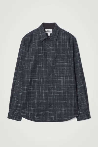 Cos Checked Wool Overshirt In Blue