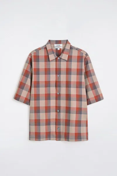 Cos Checked Wool-blend Shirt In Beige In Sand