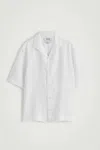 Cos Linen Short-sleeved Shirt In Blanc
