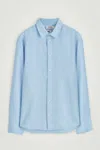 Cos Relaxed Linen Long-sleeved Shirt In Blue In Bleu
