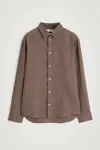 Cos Relaxed Linen Long-sleeved Shirt In Brown In Marron