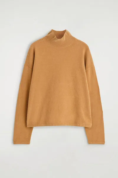Cos Chenille Mock-neck Sweater In Gold