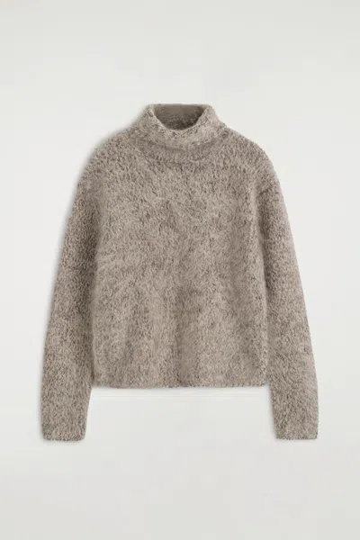 Cos Chunky Brushed-cashmere Mock-neck Sweater In Gray