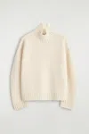 Cos Chunky Cashmere Funnel-neck Sweater In White