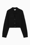 Cos Chunky Cropped Cashmere-blend Cardigan In Black