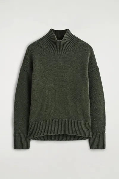 Cos Chunky Funnel-neck Wool Sweater In Green