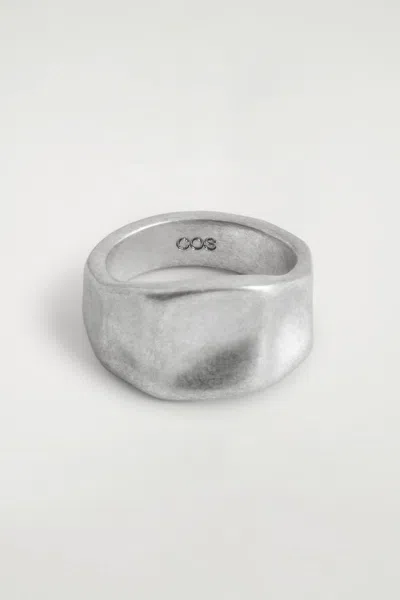Cos Chunky Hammered Ring In Silver