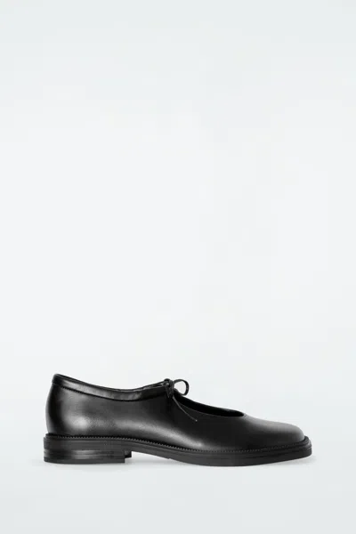 Cos Chunky Lace-up Leather Mary-jane Shoes In Black