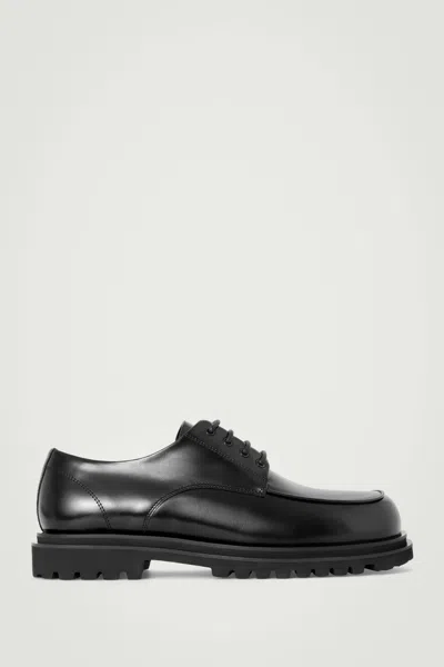 Cos Chunky Leather Derby Shoes In Black