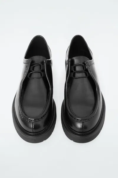 Cos Chunky Leather Derby Shoes In Black